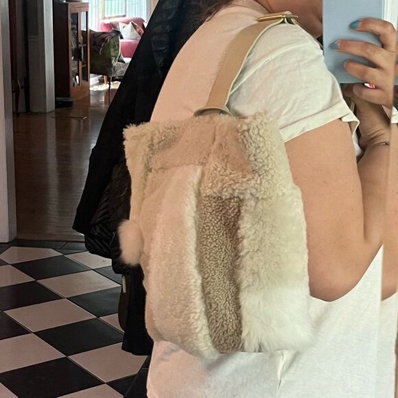 Primecut Shearling Shapes Patchwork Sling Bag NWT - Picture 11 of 14